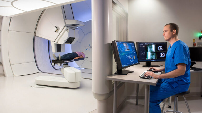 Patient receiving proton beam therapy for gastrointestinal cancer