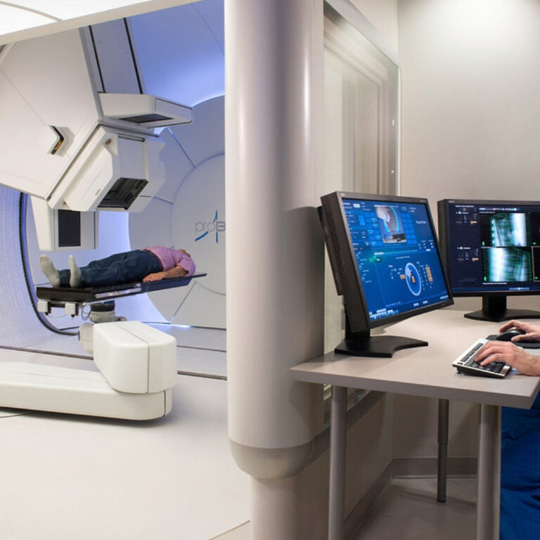 Patient receiving proton beam therapy for gastrointestinal cancer
