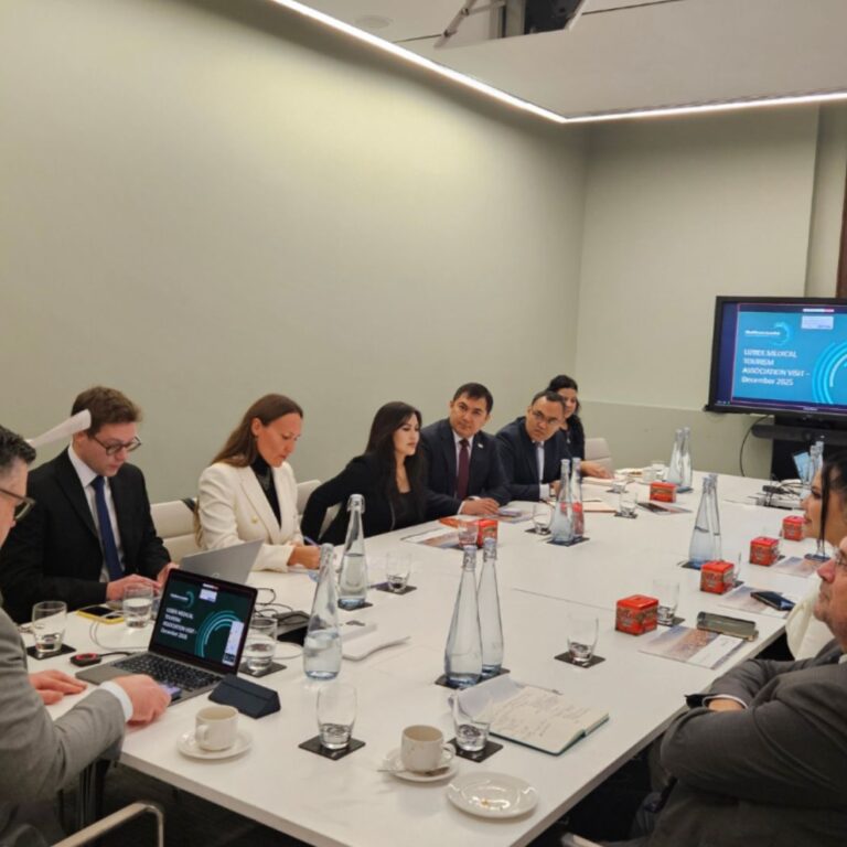 Healthcare professionals collaborating during international trade mission