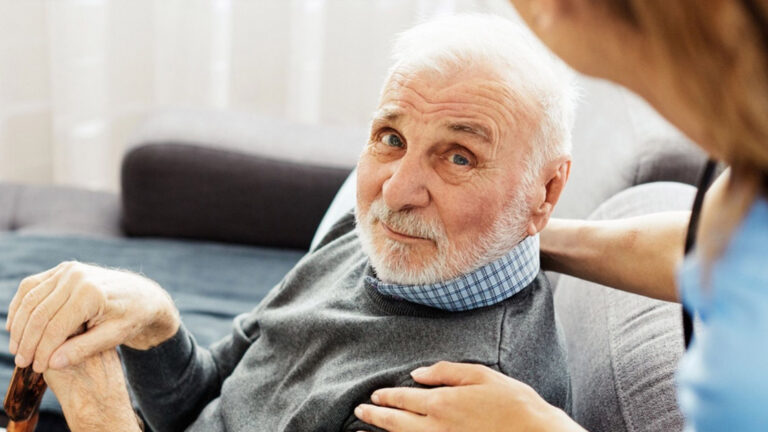 Patient discussing symptoms with healthcare professional